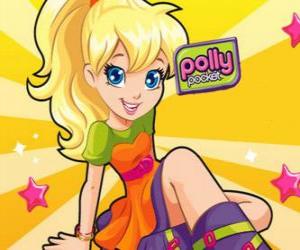 Puzzle Polly κάθεται στο πάτωμα, ο κύριος πρωταγωνιστής της Polly Pocket